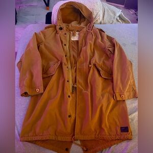 Aritzia TNA womens military hooded jacket tan S